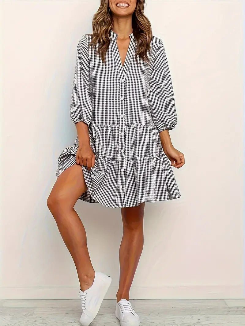 Eva |  Soft Gingham Mini Dress view 3