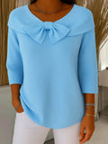 Vickie | Women's Soft Knit Sweater | Elegant Fitted Autumn Top | Cozy Bow Detail Design
