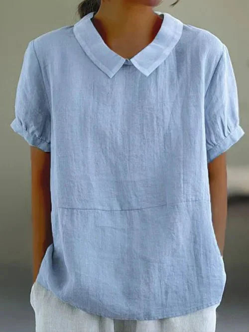 Chelsea | Soft Linen-Look Short Sleeve Blouse