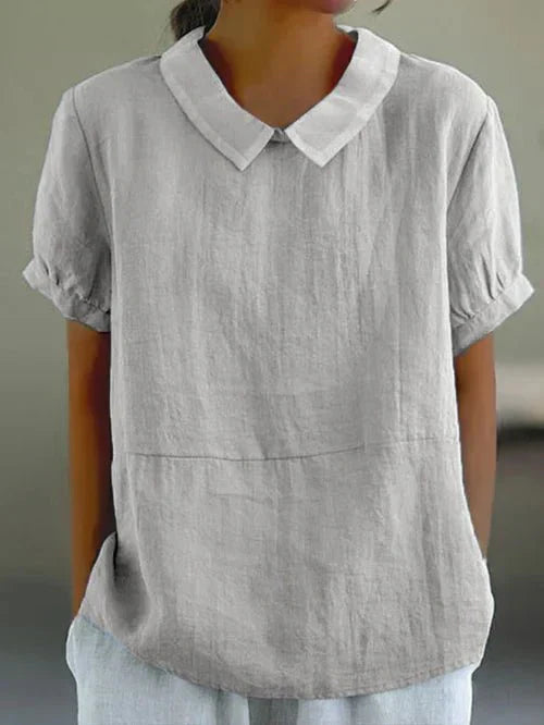 Chelsea | Soft Linen-Look Short Sleeve Blouse view 2