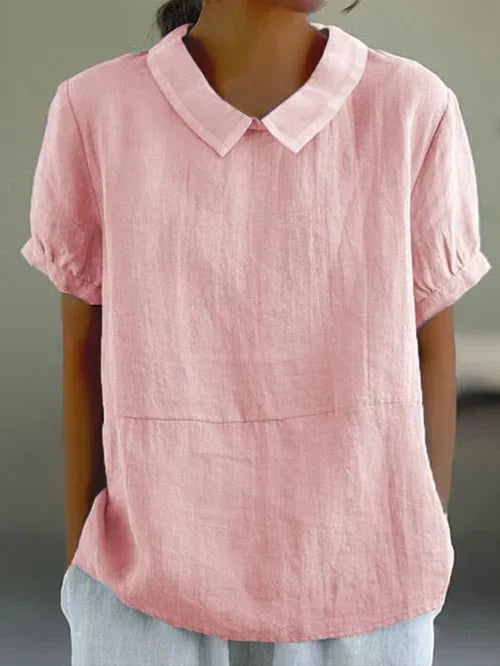 Chelsea | Soft Linen-Look Short Sleeve Blouse view 3