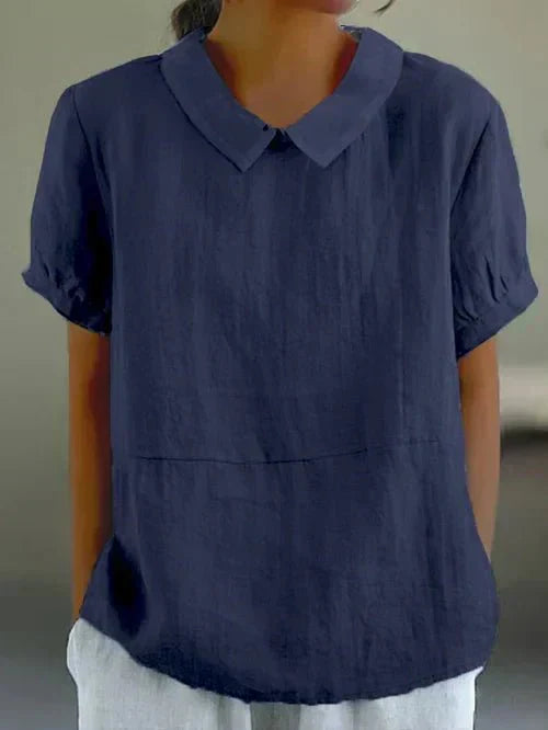 Chelsea | Soft Linen-Look Short Sleeve Blouse view 4