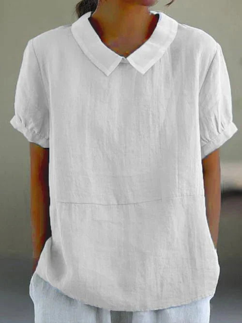 Chelsea | Soft Linen-Look Short Sleeve Blouse view 5