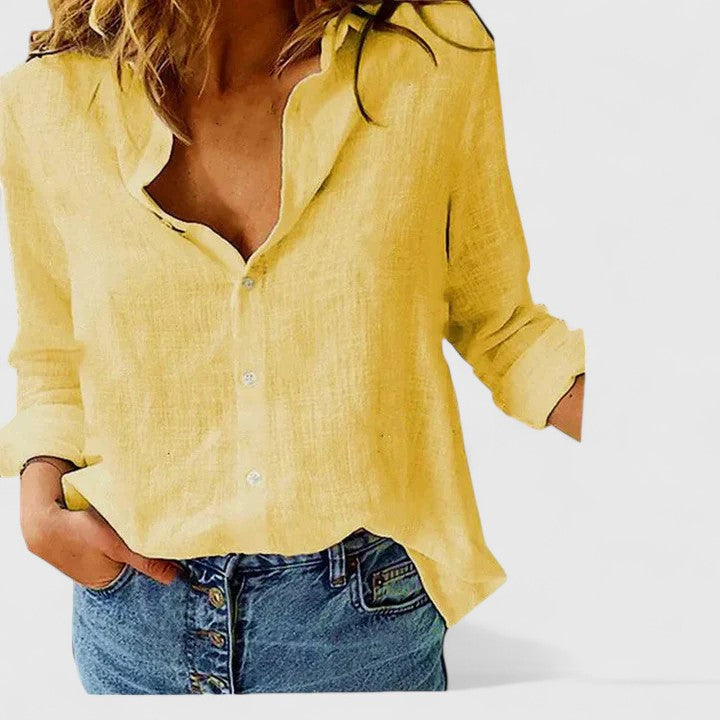 Thessaly | Soft Linen-Blend Button-Down Shirt view 6