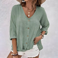 Laura | Soft V-Neck Button-Up Blouse