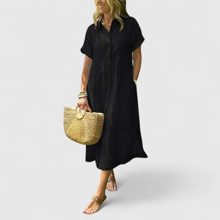 Blair | Soft Vertical Stripe Maxi Dress view 11