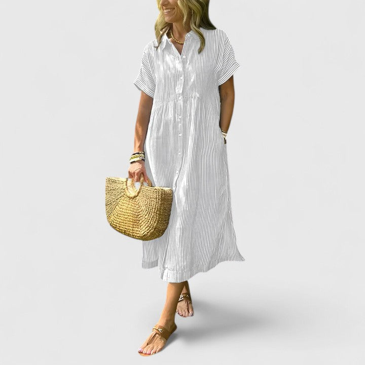 Blair | Soft Vertical Stripe Maxi Dress view 12