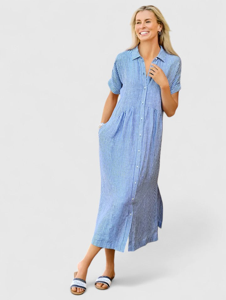 Blair | Soft Vertical Stripe Maxi Dress view 3