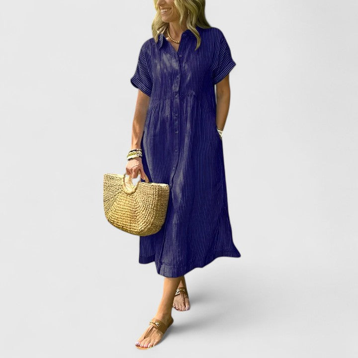 Blair | Soft Vertical Stripe Maxi Dress view 8