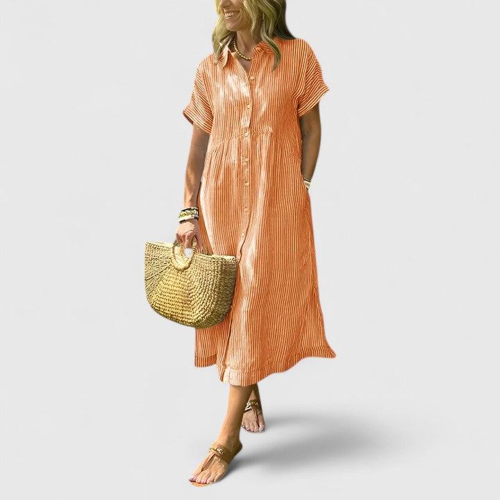 Blair | Soft Vertical Stripe Maxi Dress view 9