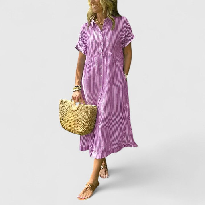Blair | Soft Vertical Stripe Maxi Dress view 10