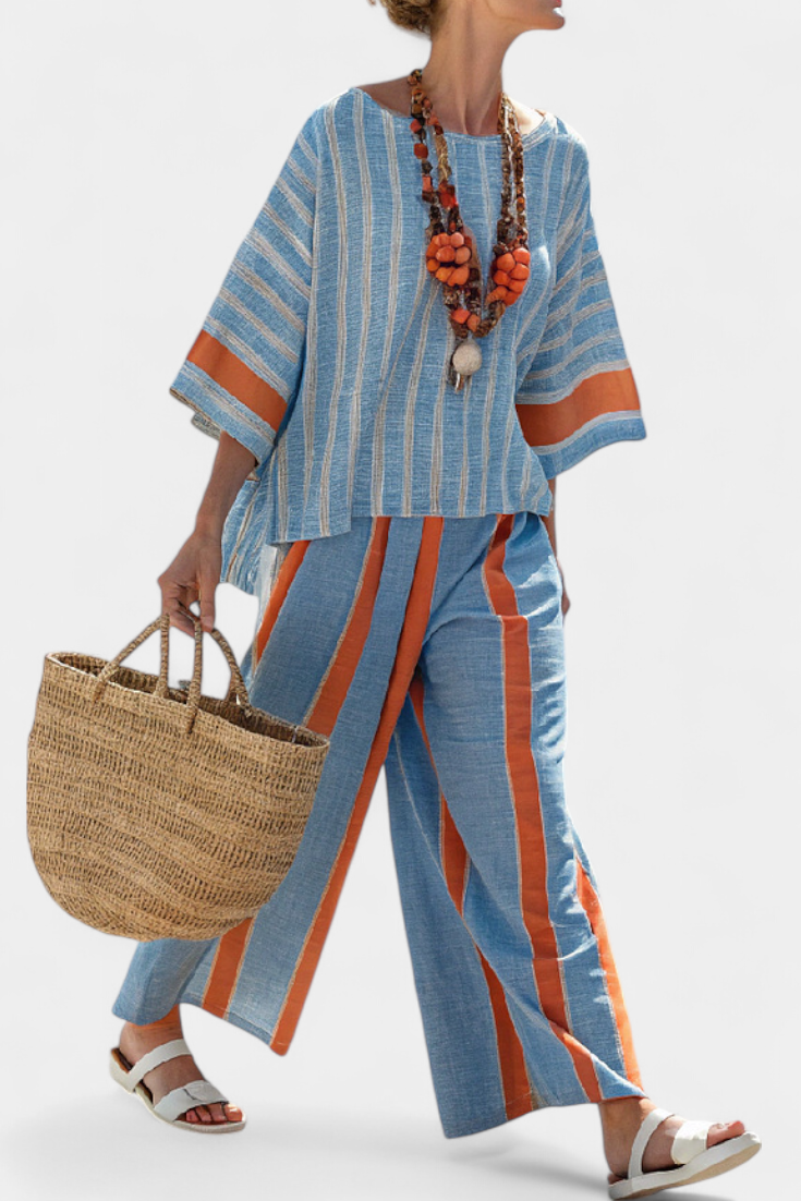 Brianna | Striped Linen Two-Piece Set view 2