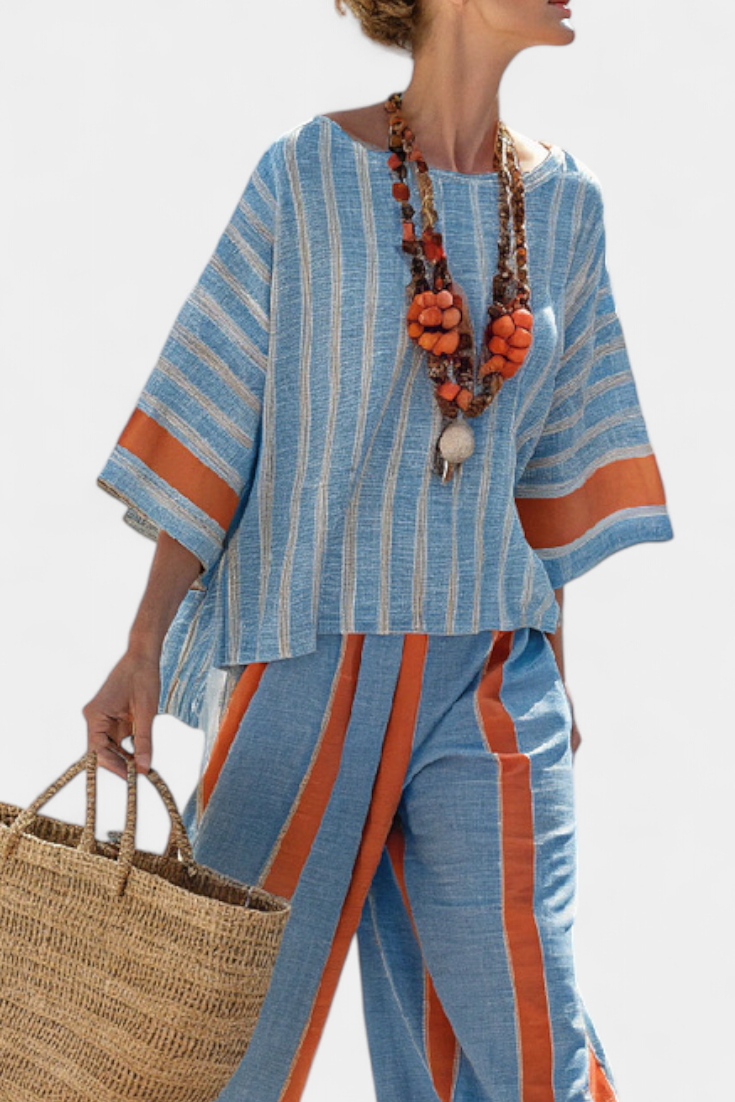 Brianna | Striped Linen Two-Piece Set view 3