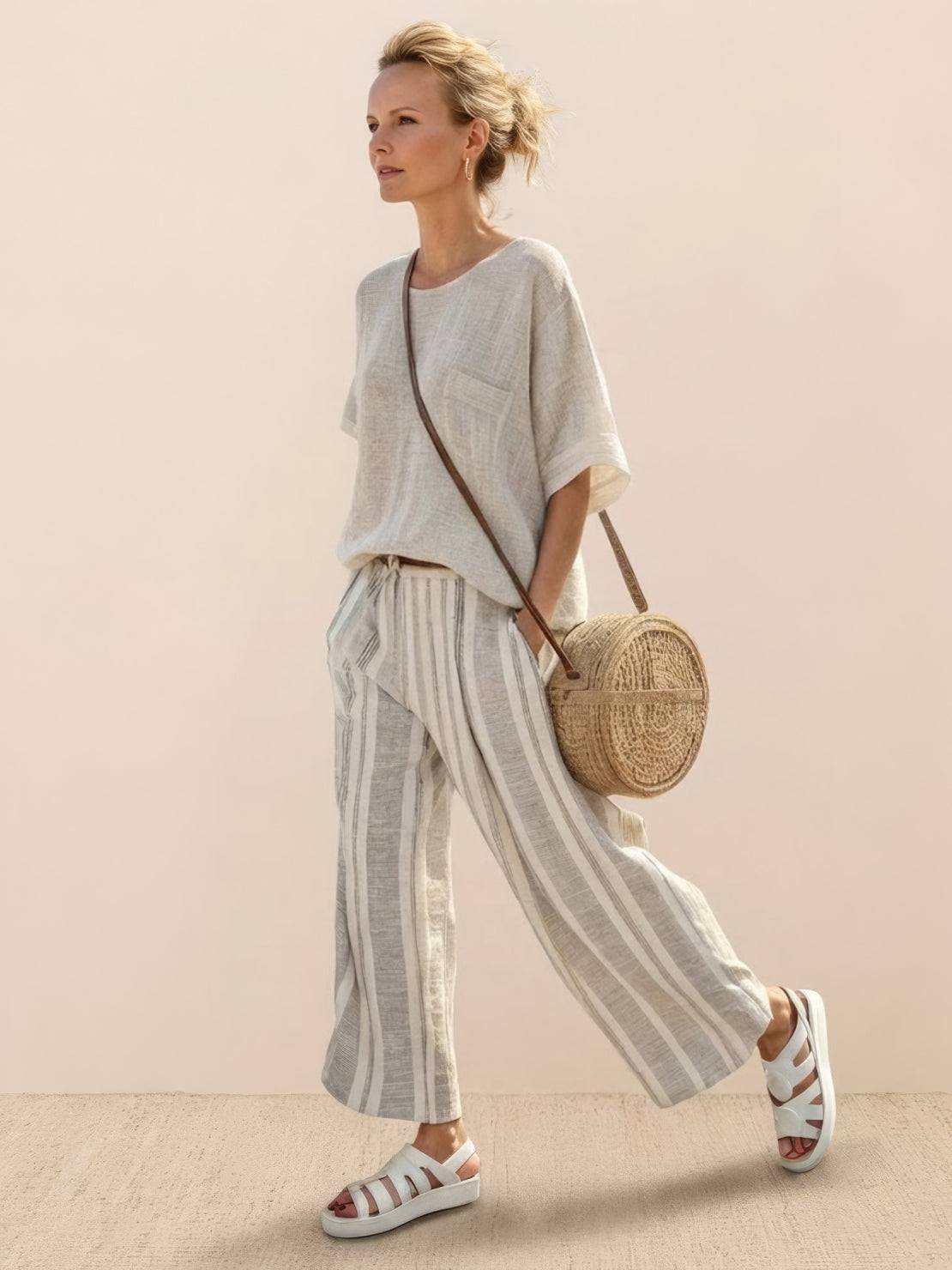 Carmen | Striped Linen Two-Piece Set