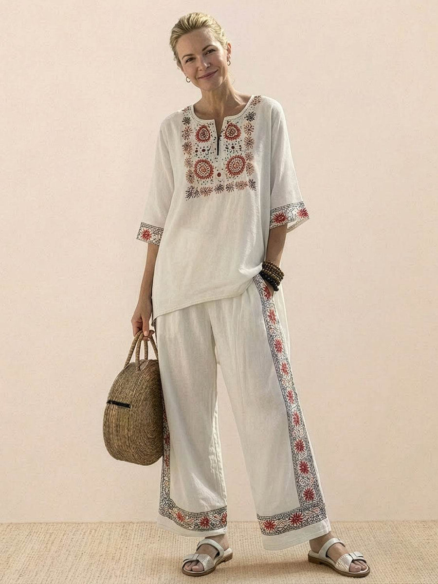 Carmen | Striped Linen Two-Piece Set view 2