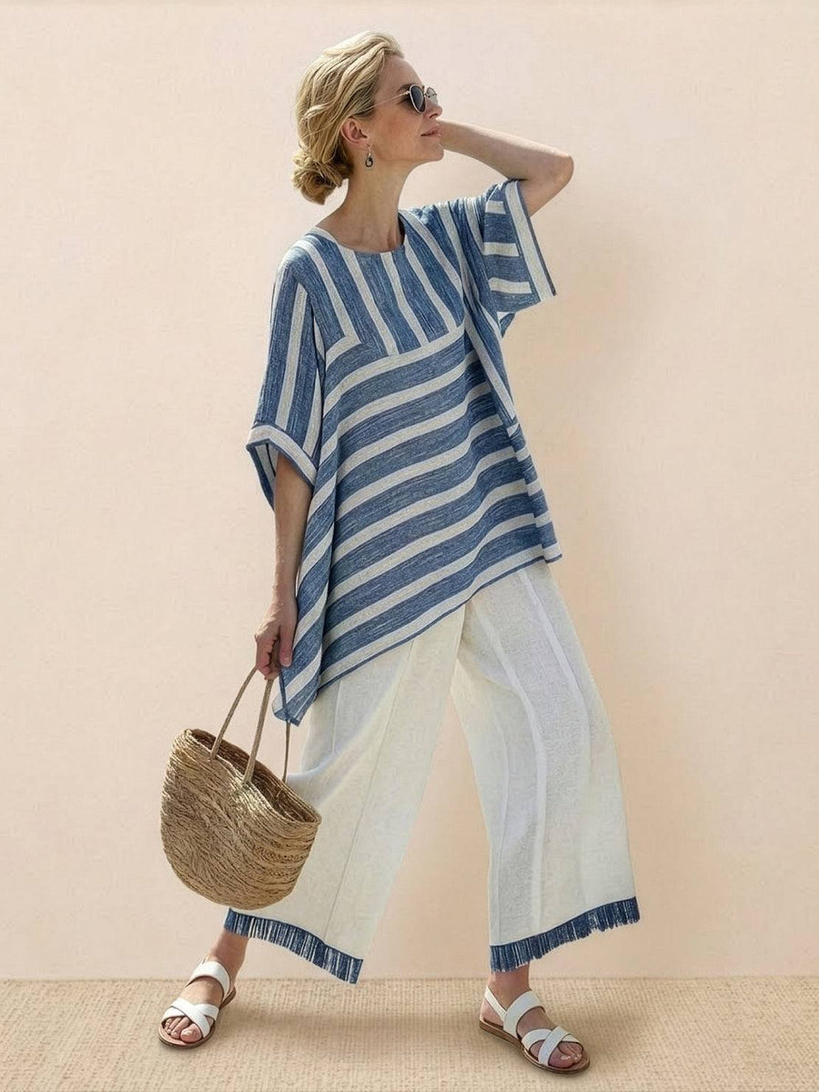 Carmen | Striped Linen Two-Piece Set view 11
