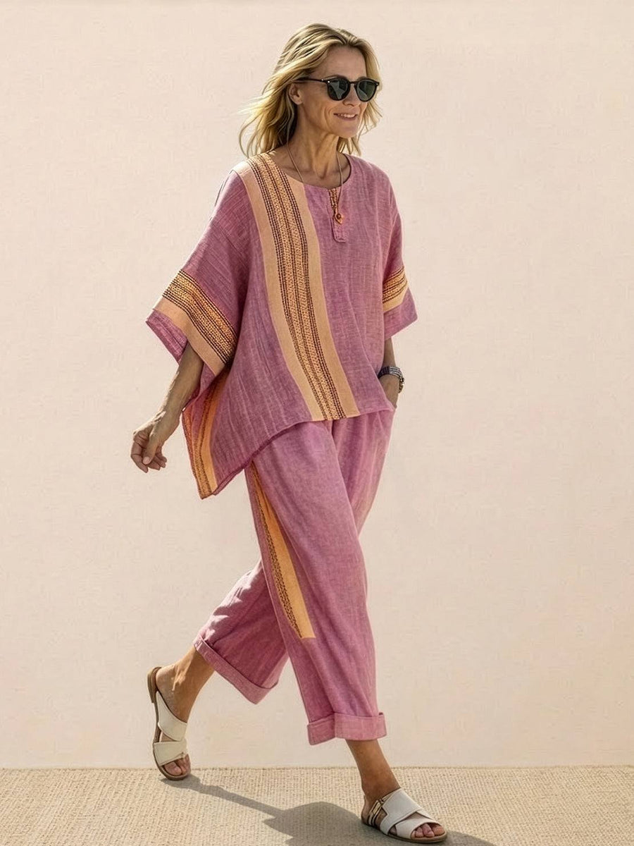 Carmen | Striped Linen Two-Piece Set view 13