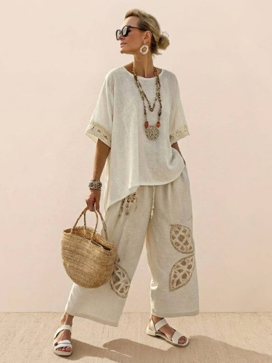 Carmen | Striped Linen Two-Piece Set view 15