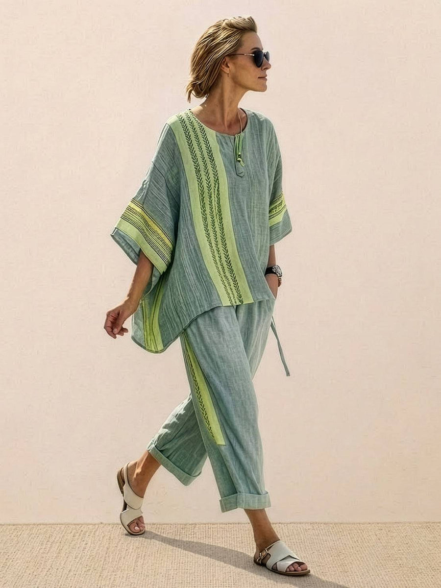 Carmen | Striped Linen Two-Piece Set view 4