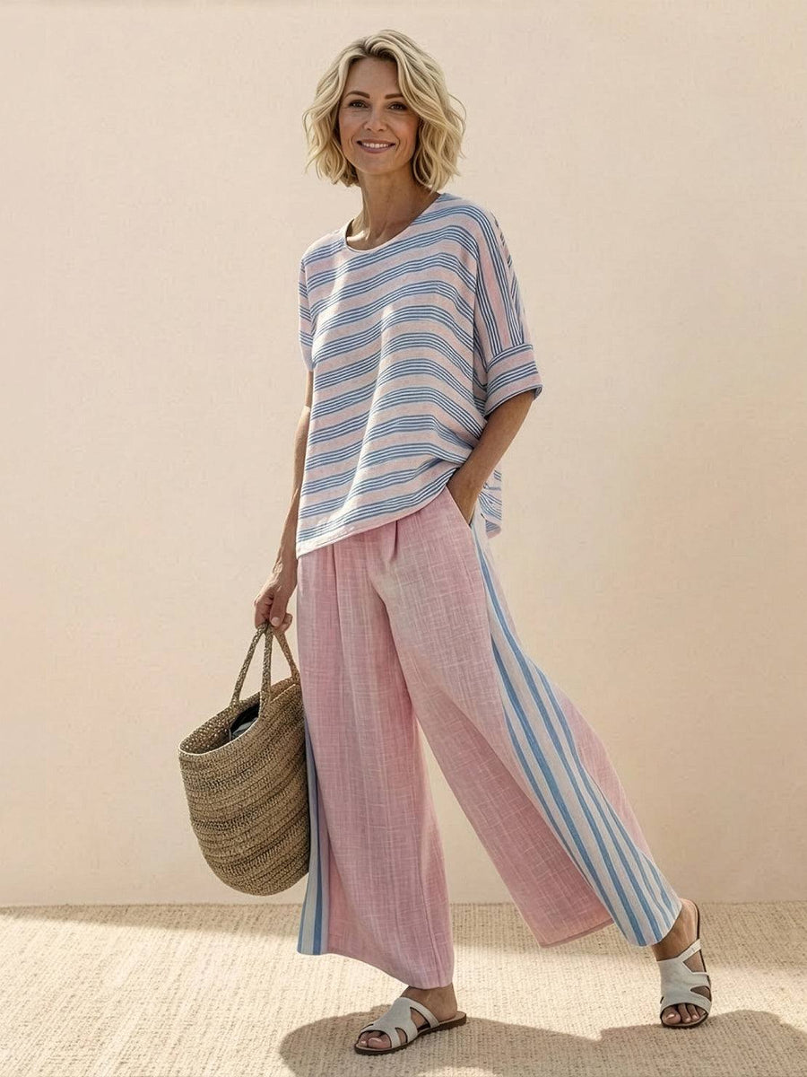 Carmen | Striped Linen Two-Piece Set view 9