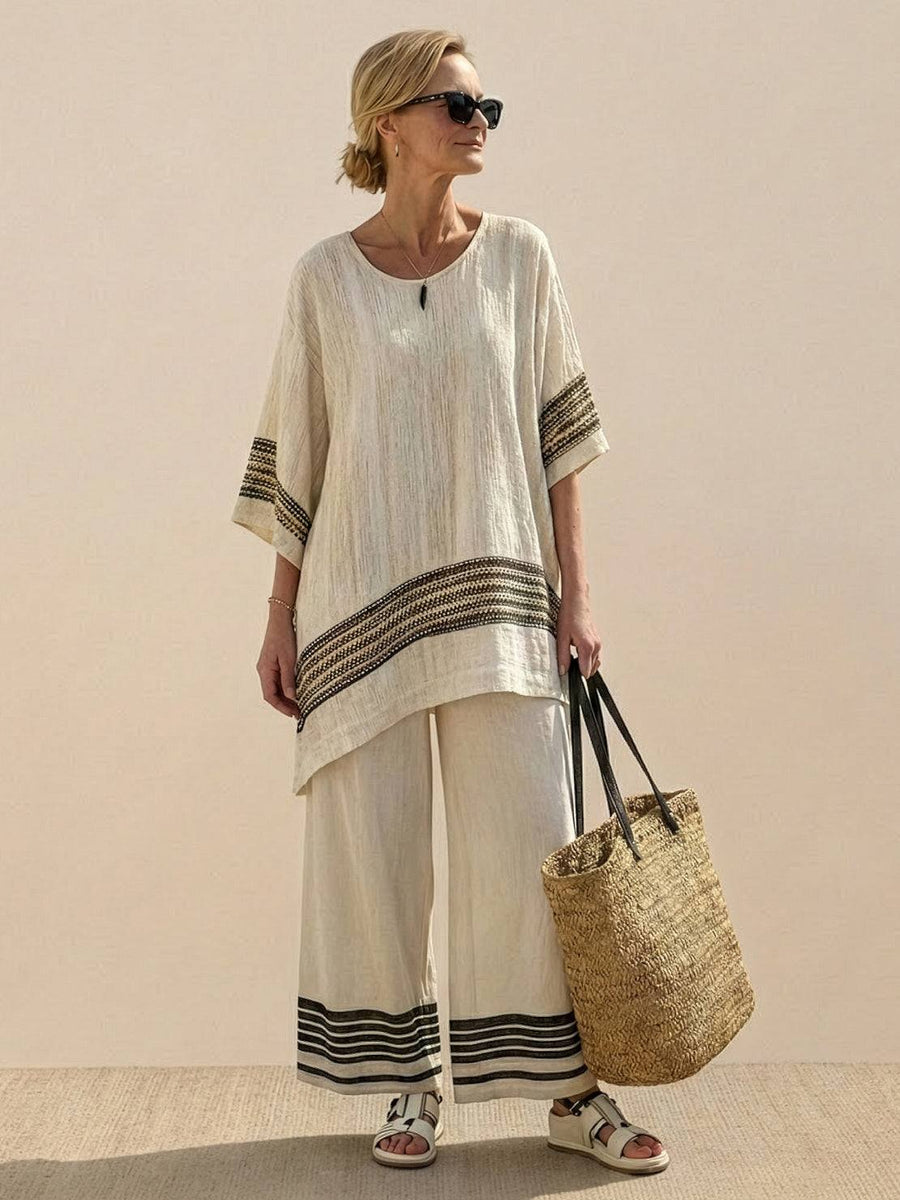 Carmen | Striped Linen Two-Piece Set view 10
