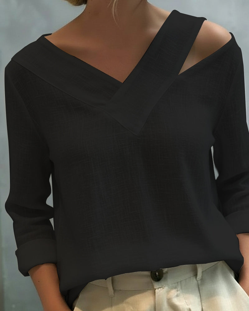 Scarlett | Women's Stylish Asymmetric V-Neck Top view 4