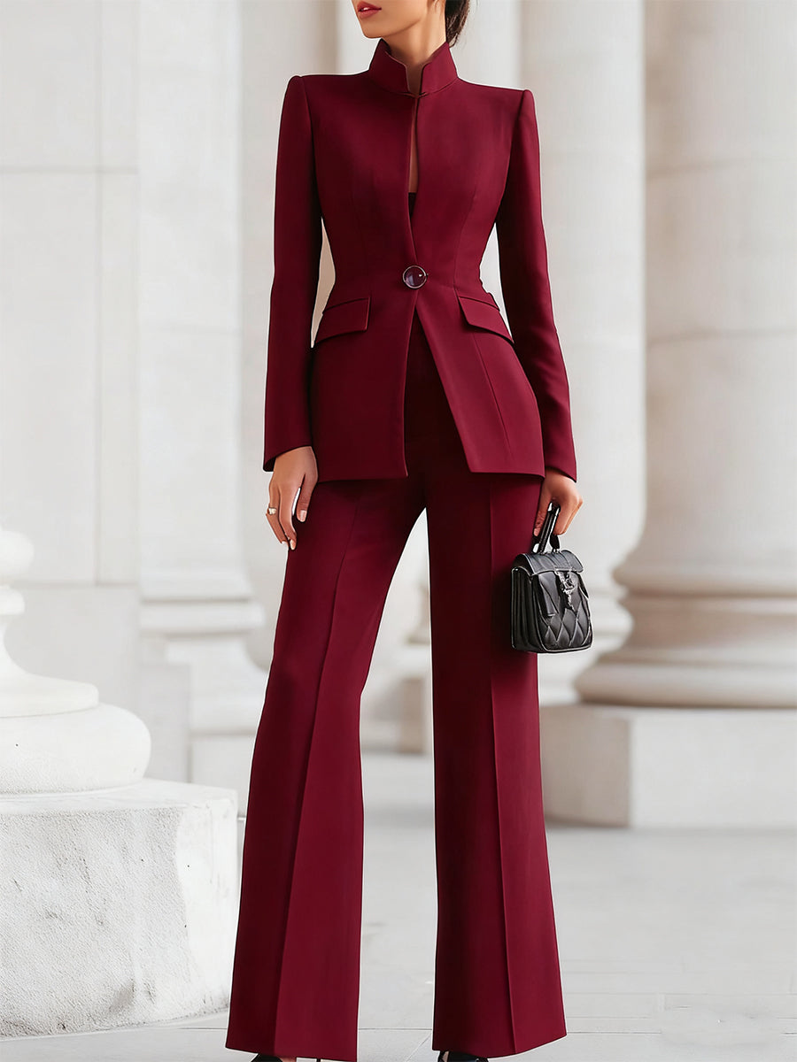 Candice |  Tailored Blazer Suit Set & Wide Leg Pants view 4