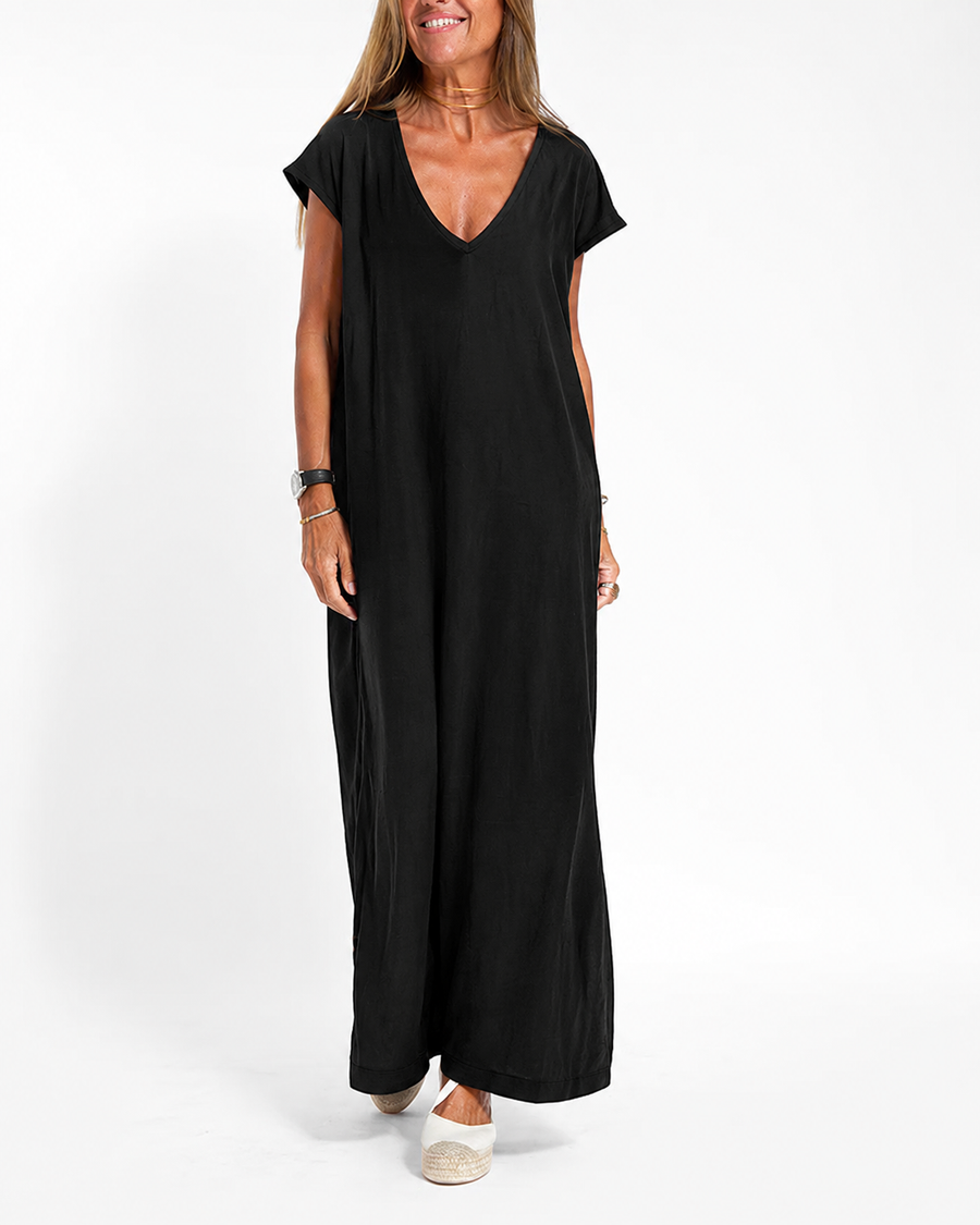 Angela | Terracotta V-Neck Maxi Dress view 3