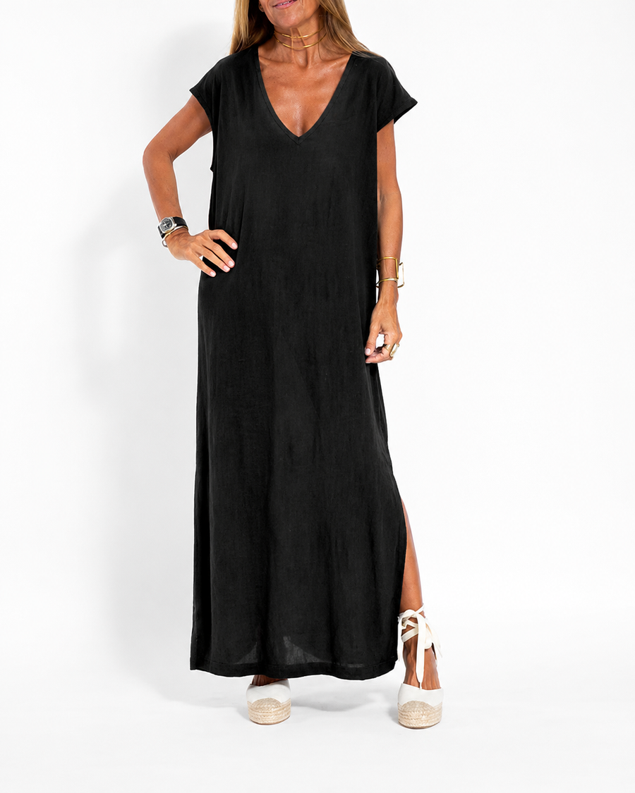 Angela | Terracotta V-Neck Maxi Dress view 4