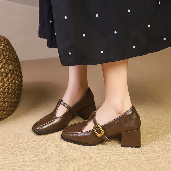 Anita | Leather Mary Jane Orthopedic Heels