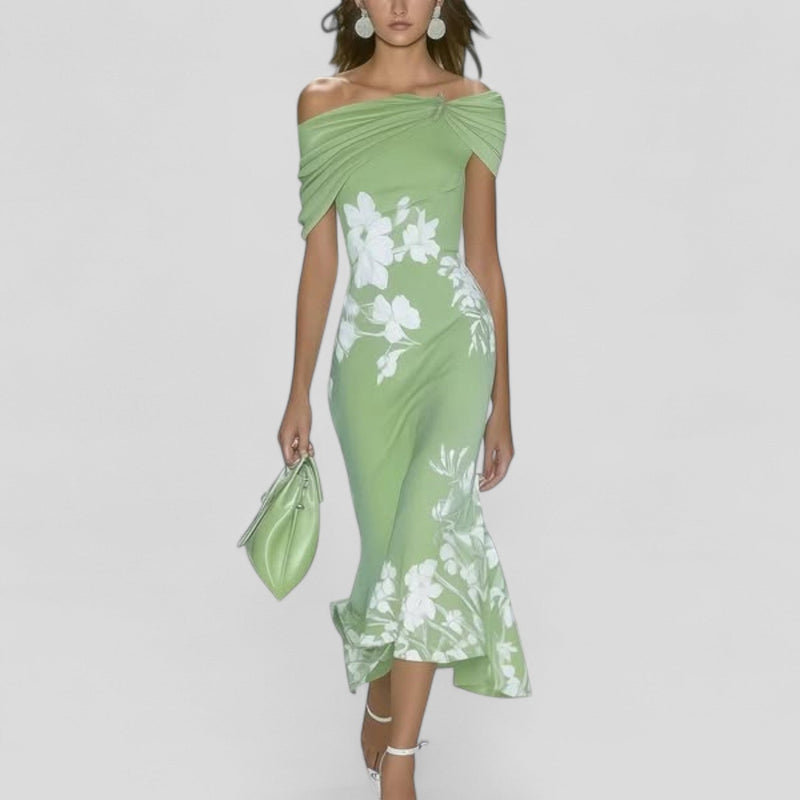 Renne | Women's Unique Print Midi Dress | Elegant Soft Comfortable Summer Style