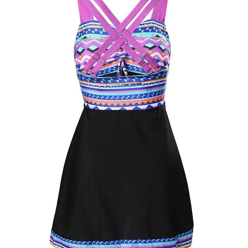 Beryl | Women's Vibrant Patterned Swim Dress view 3