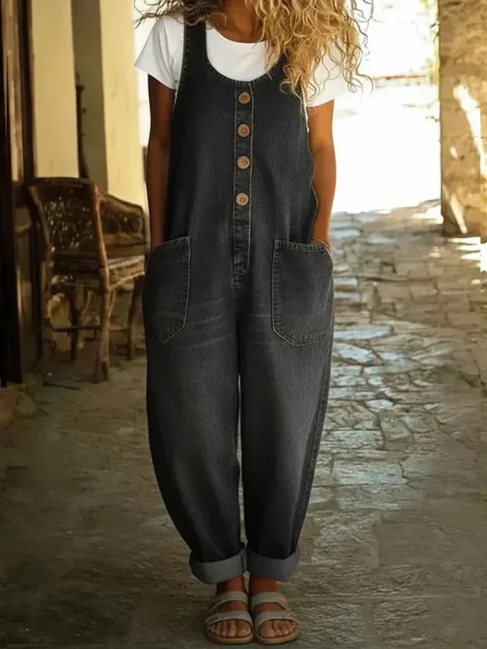 Emily | Women's Vintage-Inspired Cotton Overalls view 3