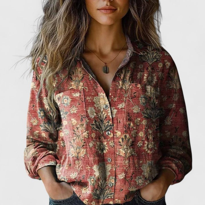 Christina |  Vintage Floral Print Button-Down Shirt