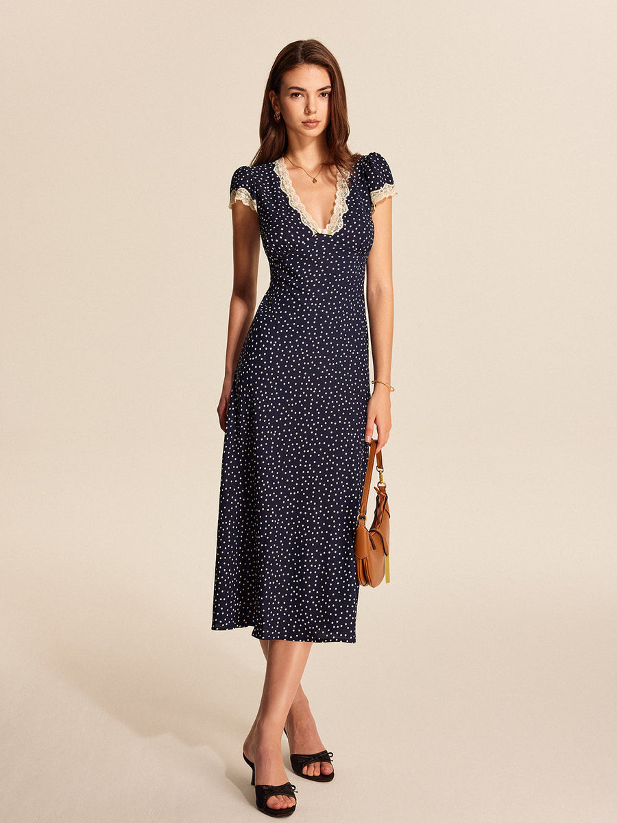 Addison |  Vintage Polka Dot Midi Dress view 2