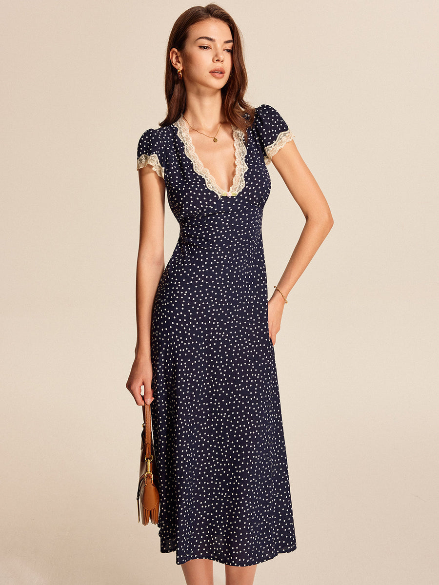 Addison |  Vintage Polka Dot Midi Dress view 3