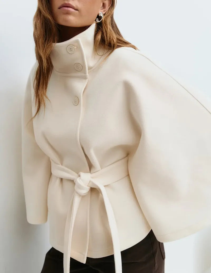 Honor | Women's Cape Coat – Belted High-Neck view 4