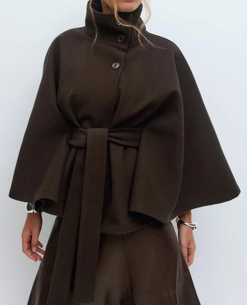 Honor | Women's Cape Coat – Belted High-Neck view 5