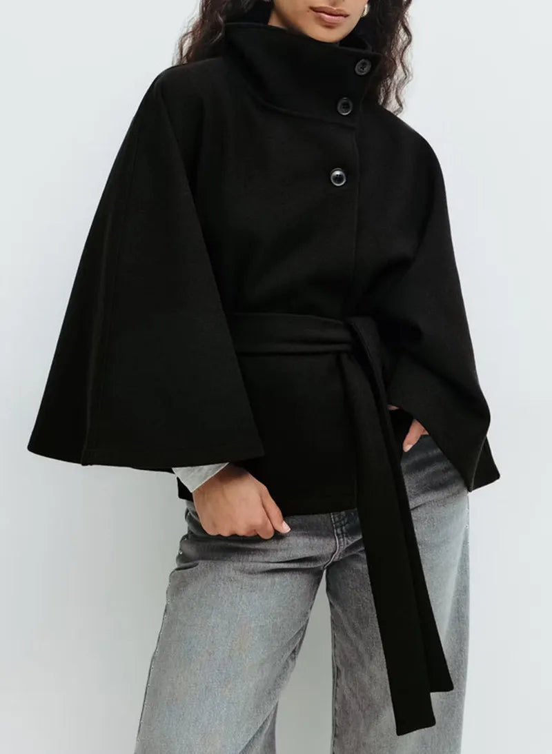 Honor | Women's Cape Coat – Belted High-Neck view 6