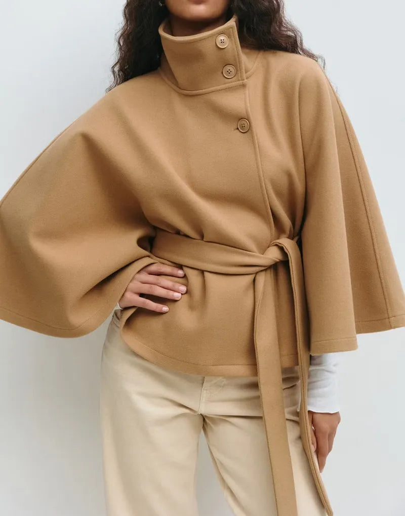Honor | Women's Cape Coat – Belted High-Neck view 1