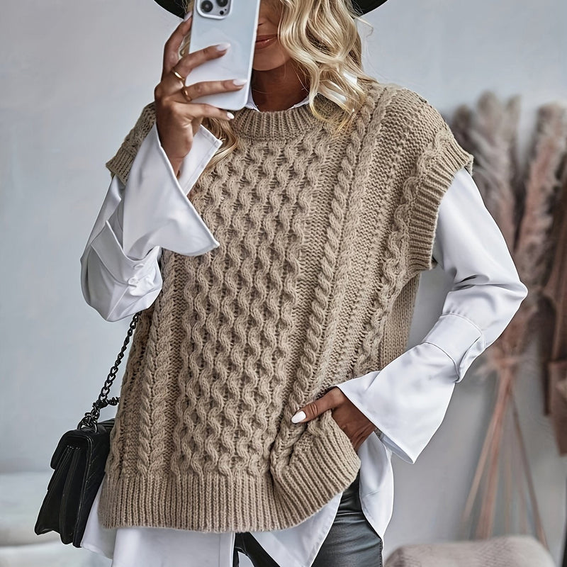 Bridget | Women's Cable Knit Sweater Vest – Cozy V Neck Knit Vest