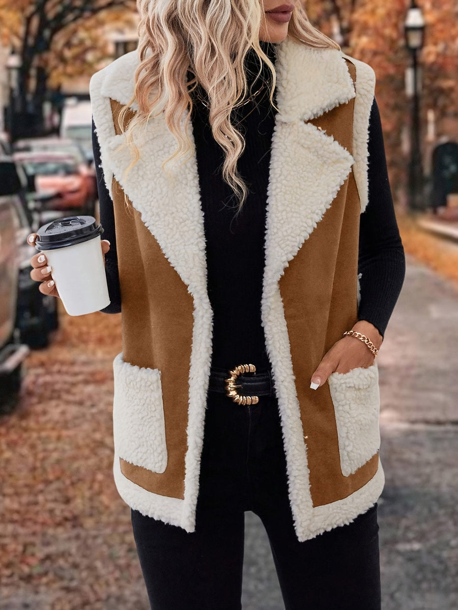 Sylvie | Women's Warm Vest – Lapel Collar Cozy Winter Vest view 4