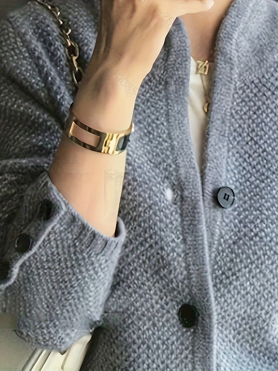 Kit | Women's Winter Cardigan – Textured Knit Stand Collar view 7