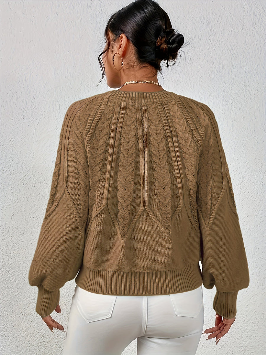Eleanor | Women's Oversized Cable Knit Sweater – Relaxed Chunky Winter Pullover view 36