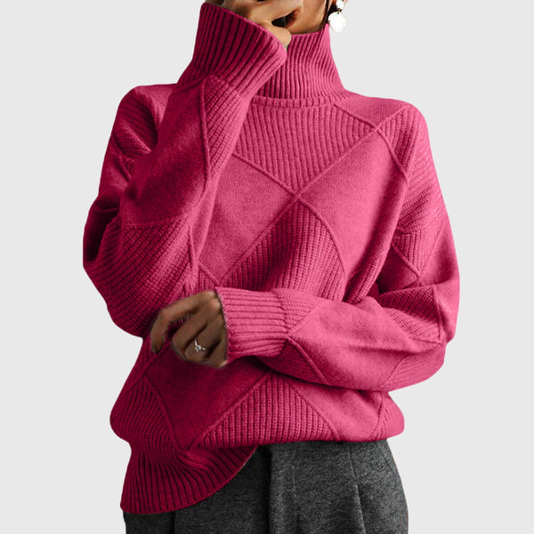 Wrenna | Roll Neck Sweater with Diagonal Seam Detail