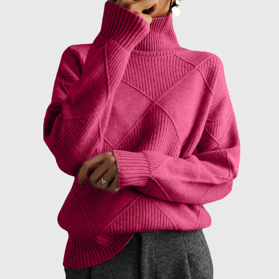 Wrenna | Roll Neck Sweater with Diagonal Seam Detail view 1