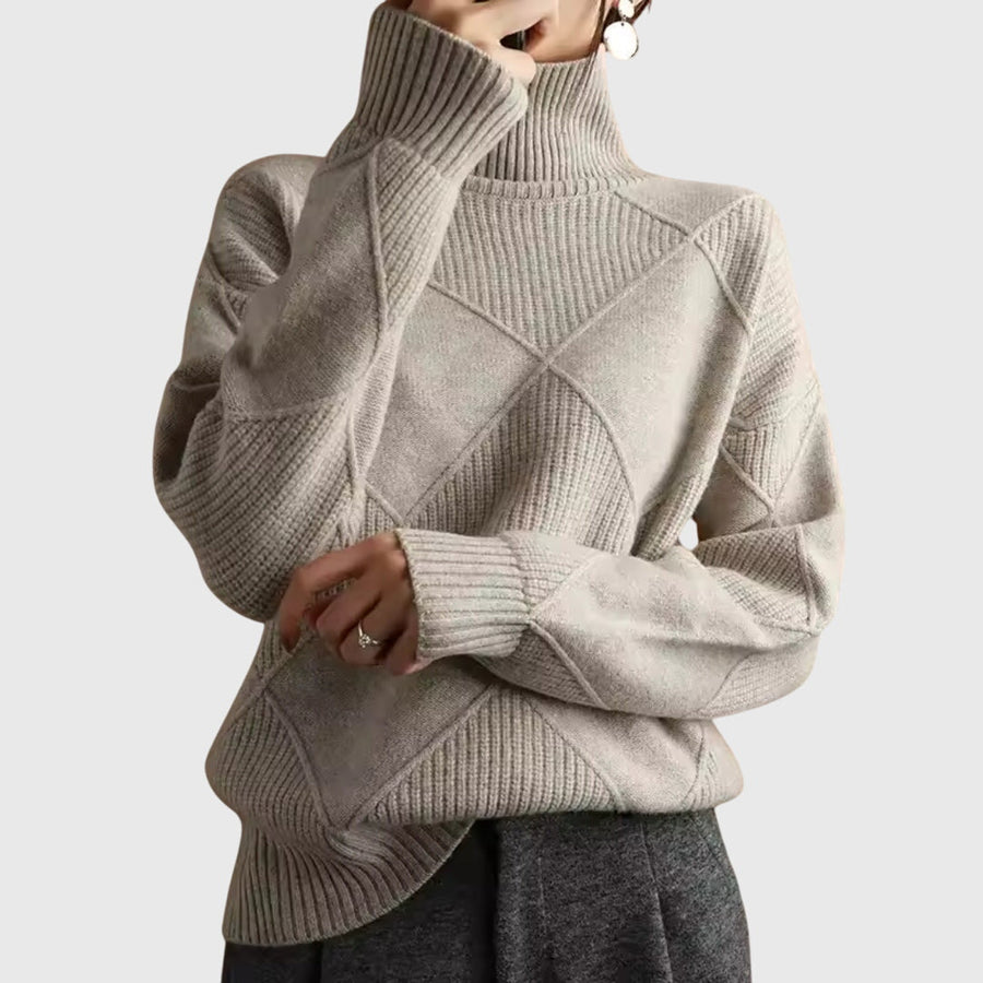 Wrenna | Roll Neck Sweater with Diagonal Seam Detail view 16