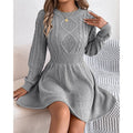 Whitney | Women's Cable Knit Sweater Dress – Fitted Waist Midi Winter Dress