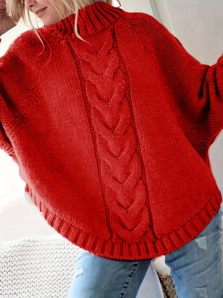 Gwendolyn | Women's Turtleneck Sweater – Cable Knit High Neck Winter Pullover view 9