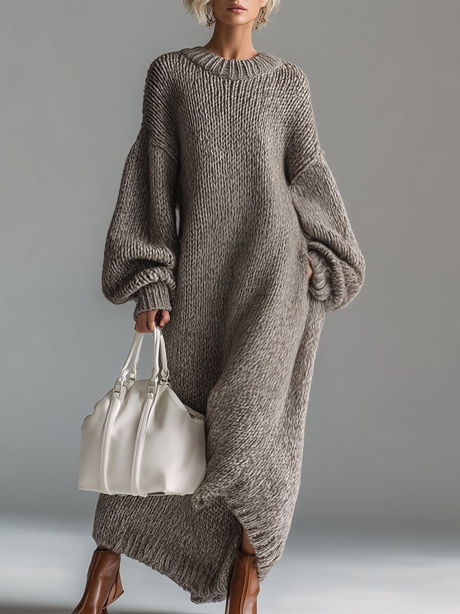 Verity | Oversized Knit Sweater Maxi Dress view 1